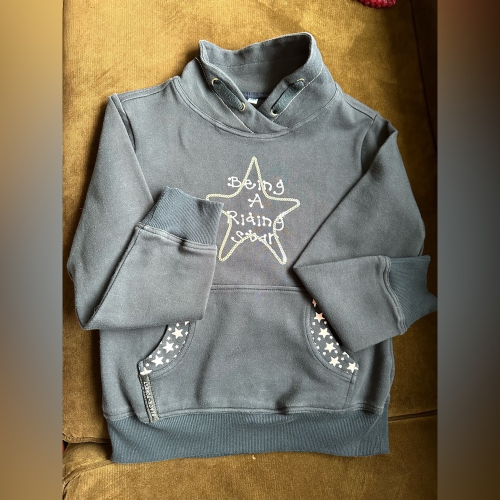 Coesdau Riding Star Navy Blue W Pink Stars & Letters Girls Thick Sweater SZ M